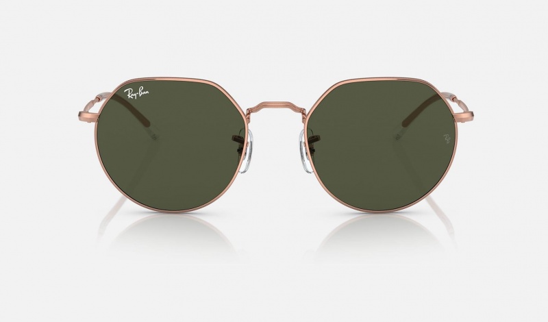 Ray Ban Jack Rose Gold Men's Sunglasses Green | 97103-GEYU