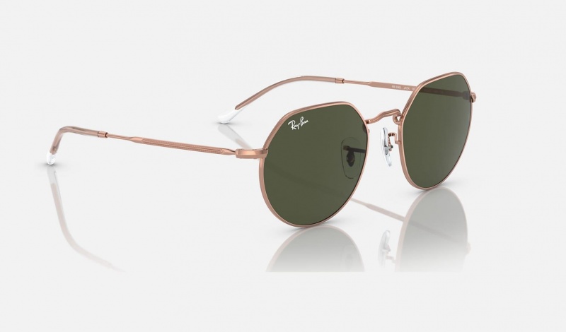 Ray Ban Jack Rose Gold Men's Sunglasses Green | 97103-GEYU