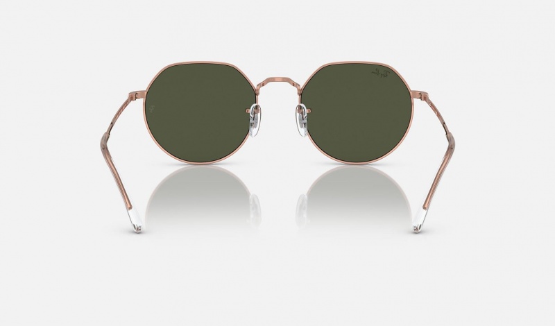 Ray Ban Jack Rose Gold Men's Sunglasses Green | 97103-GEYU