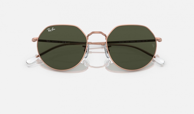 Ray Ban Jack Rose Gold Men's Sunglasses Green | 97103-GEYU