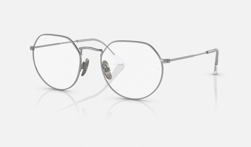 Ray Ban Jack Titanium Optics Men\'s Eyeglasses Silver | 84192-EPFM