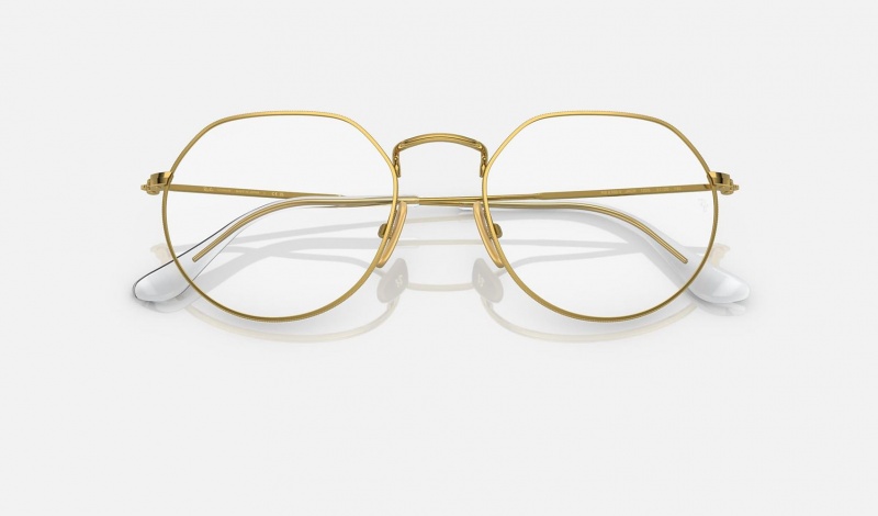 Ray Ban Jack Titanium Optics Men's Eyeglasses Gold | 97620-JCNQ