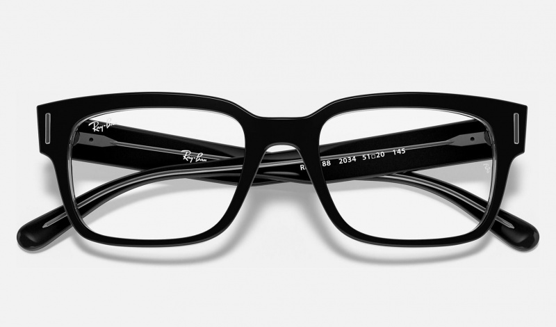 Ray Ban Jeffrey Optics Men's Eyeglasses Black | 60791-RFBK