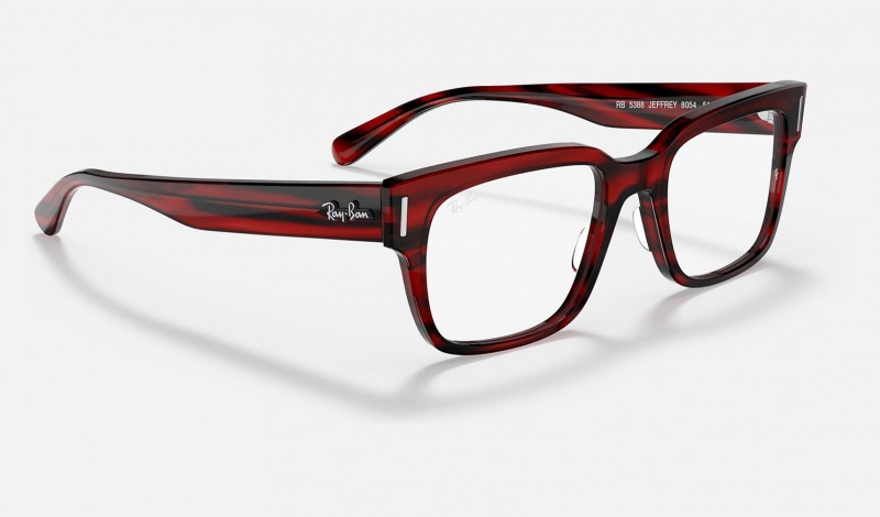 Ray Ban Jeffrey Optics Men's Eyeglasses Red | 87051-EGZJ