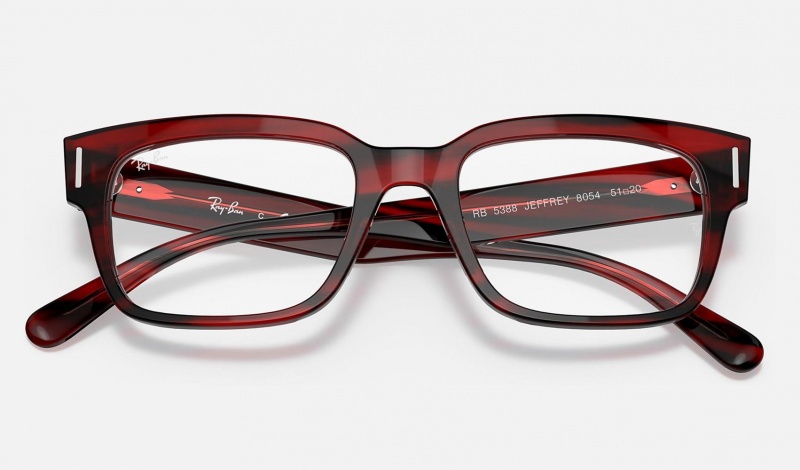 Ray Ban Jeffrey Optics Men's Eyeglasses Red | 87051-EGZJ