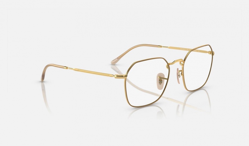 Ray Ban Jim Optics Men's Eyeglasses Gold | 71362-MQSZ