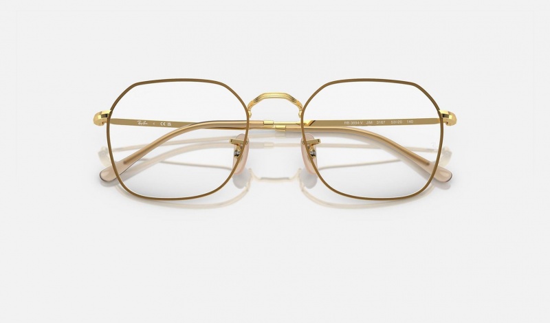 Ray Ban Jim Optics Men's Eyeglasses Gold | 71362-MQSZ