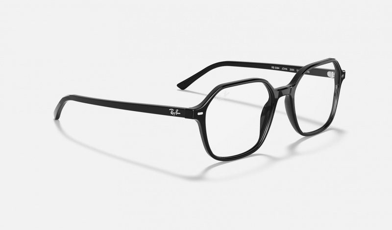 Ray Ban John Optics Men's Eyeglasses Black | 85391-HQNK