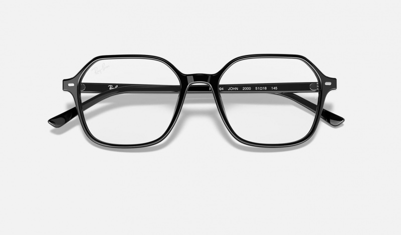 Ray Ban John Optics Men's Eyeglasses Black | 85391-HQNK