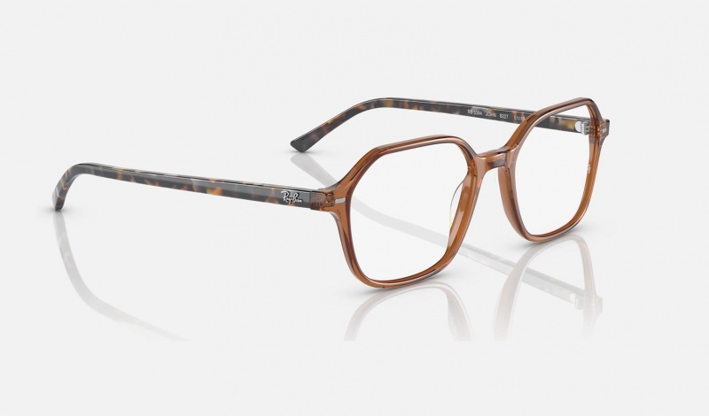 Ray Ban John Optics Men's Eyeglasses Brown | 47952-BLPT