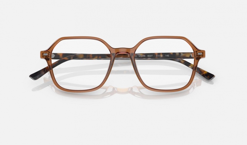 Ray Ban John Optics Men's Eyeglasses Brown | 47952-BLPT