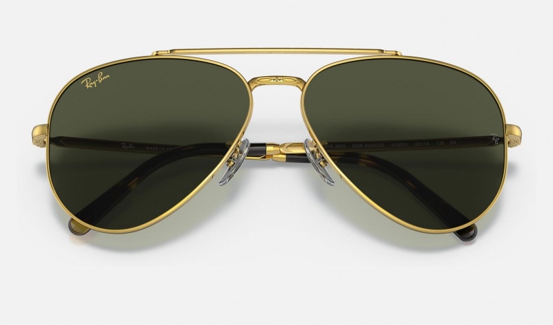 Ray Ban New Aviator Men's Sunglasses Green | 23078-YOCG