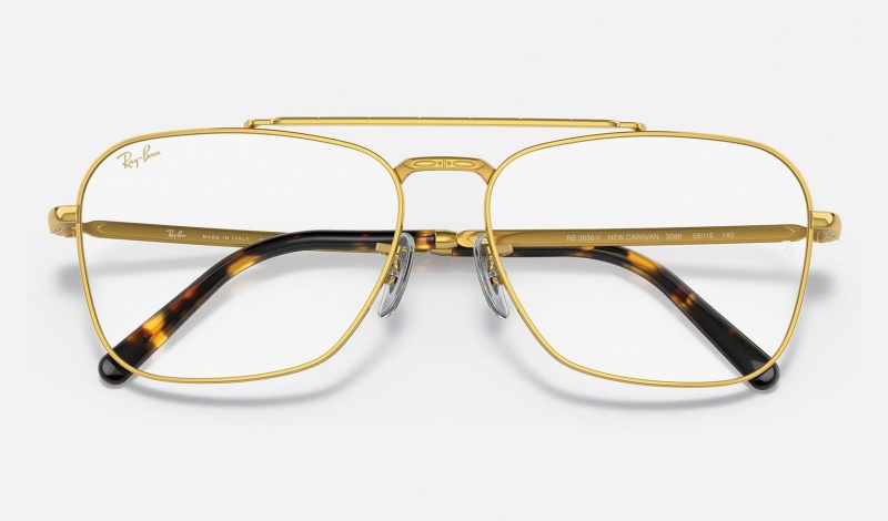 Ray Ban New Caravan Optics Men's Eyeglasses Gold | 87201-BJXL