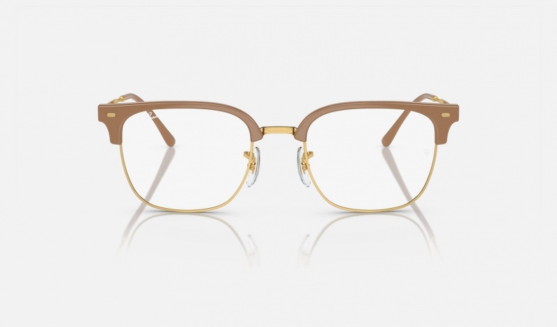 Ray Ban New Clubmaster Optics Men's Eyeglasses Gold | 06843-DIUE