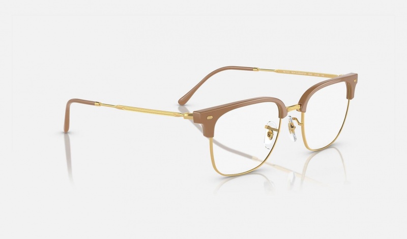 Ray Ban New Clubmaster Optics Men's Eyeglasses Gold | 06843-DIUE