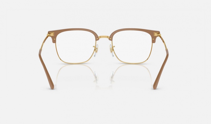 Ray Ban New Clubmaster Optics Men's Eyeglasses Gold | 06843-DIUE