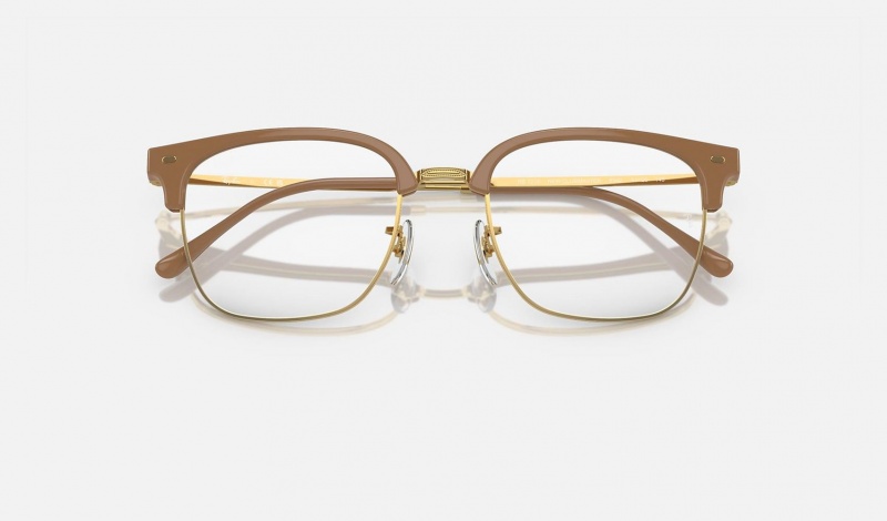 Ray Ban New Clubmaster Optics Men's Eyeglasses Gold | 06843-DIUE