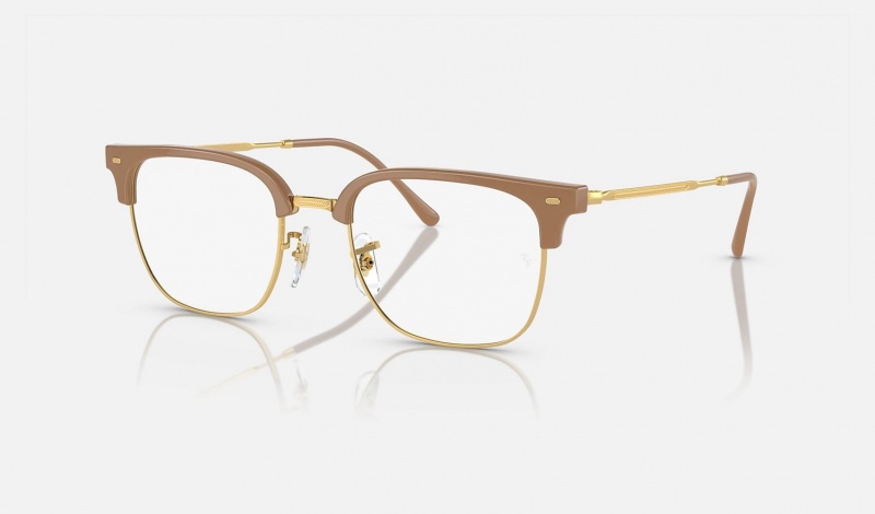 Ray Ban New Clubmaster Optics Men\'s Eyeglasses Gold | 06843-DIUE