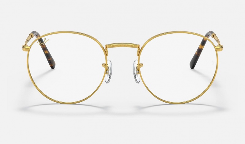 Ray Ban New Round Optics Men's Eyeglasses Gold | 81639-ICNJ