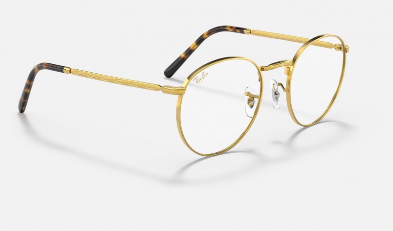 Ray Ban New Round Optics Men's Eyeglasses Gold | 81639-ICNJ