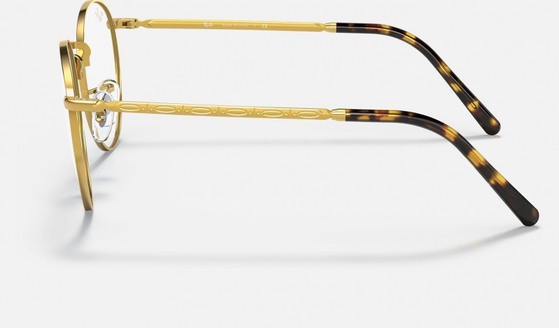 Ray Ban New Round Optics Men's Eyeglasses Gold | 81639-ICNJ