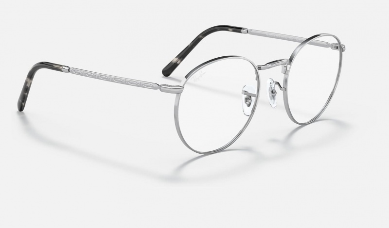 Ray Ban New Round Optics Men's Eyeglasses Silver | 64275-NWBI