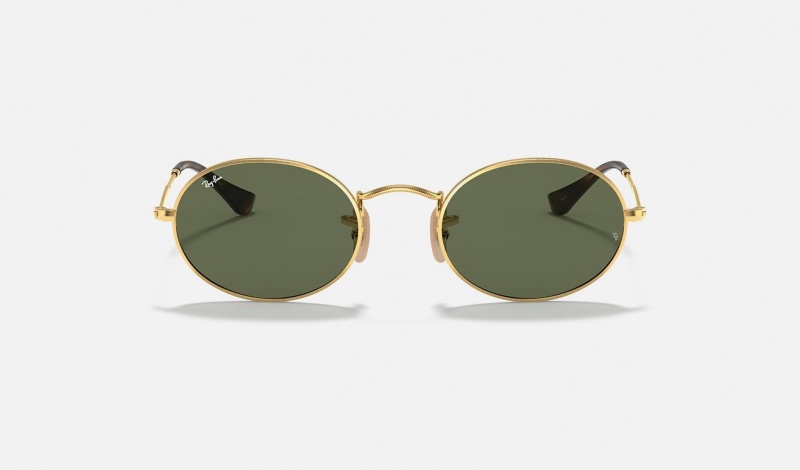 Ray Ban Oval Flat Lenses Men's Sunglasses Green | 25470-YRGK