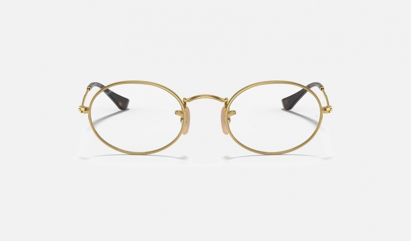 Ray Ban Oval Optics Men's Eyeglasses Gold | 01963-ESQX