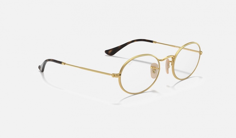 Ray Ban Oval Optics Men's Eyeglasses Gold | 01963-ESQX