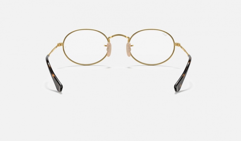 Ray Ban Oval Optics Men's Eyeglasses Gold | 01963-ESQX