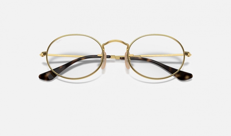 Ray Ban Oval Optics Men's Eyeglasses Gold | 01963-ESQX