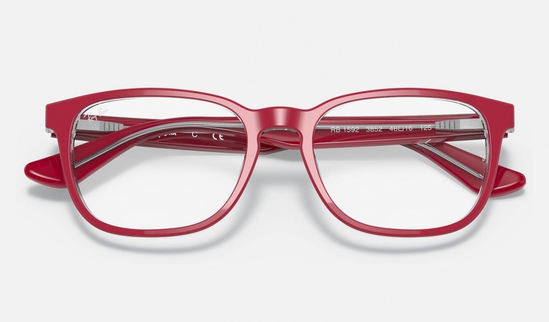 Ray Ban RB1592 Optics Kids' Eyeglasses Red | 76498-IRPO