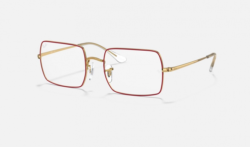 Ray Ban RB1969v Rectangle Men\'s Eyeglasses Red | 73648-XUKE