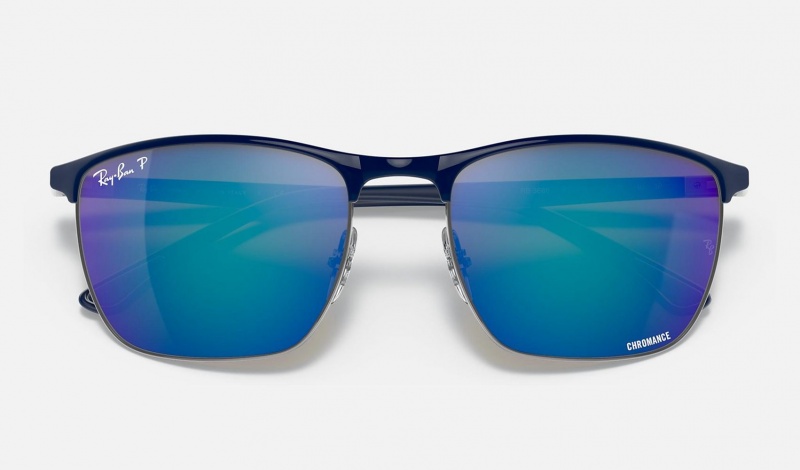 Ray Ban RB3686 Chromance Men's Sunglasses Blue | 83016-LHYZ