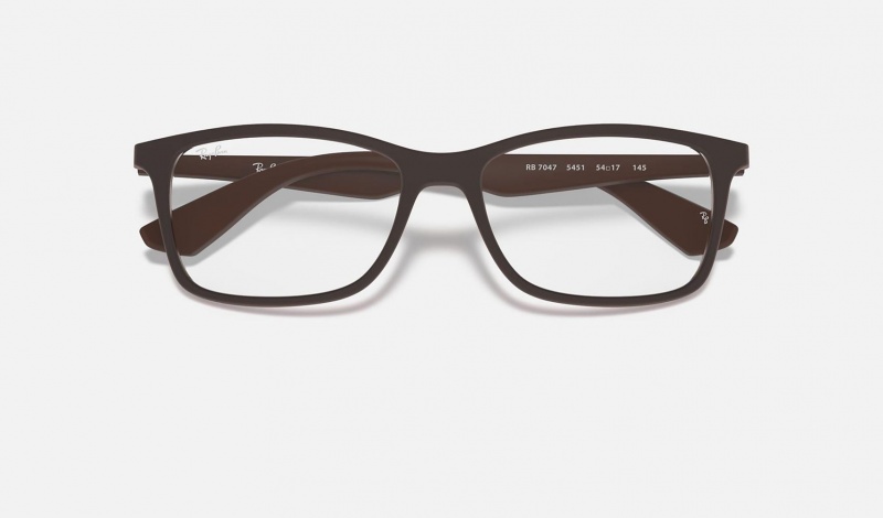 Ray Ban RB7047 Optics Men's Eyeglasses Brown | 68042-HRZT