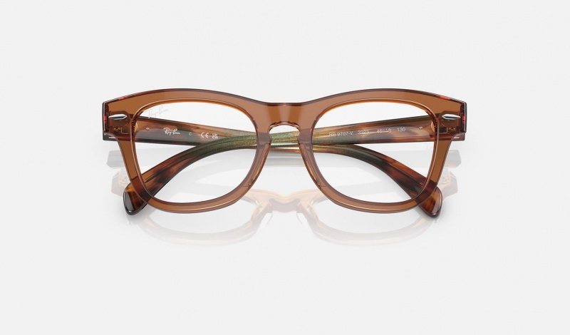 Ray Ban RB9707v Optics Kids' Eyeglasses Brown | 81620-CLZY