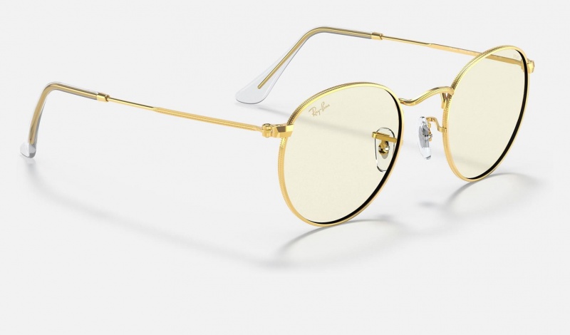 Ray Ban Round Blue-light Clear Evolve Men's Sunglasses Gold | 05623-IBFX