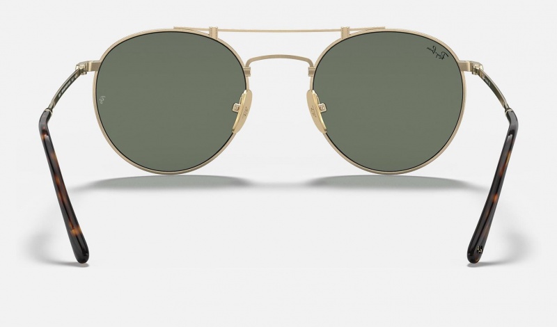 Ray Ban Round Double Bridge Titanium Men's Sunglasses Green | 45723-WOIZ