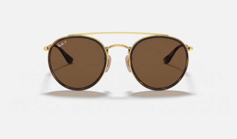 Ray Ban Round Double Bridge Women's Sunglasses Brown | 94560-JVFL