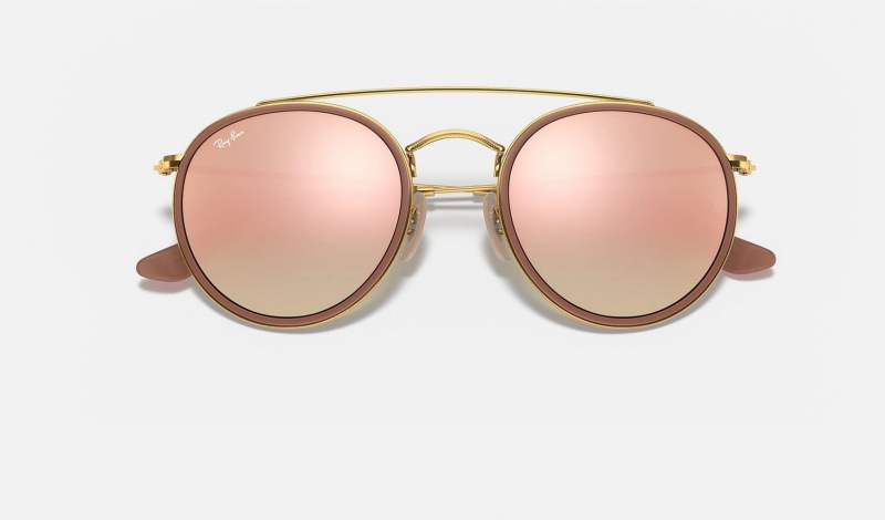 Ray Ban Round Double Bridge Women's Sunglasses Pink | 62179-HMVY