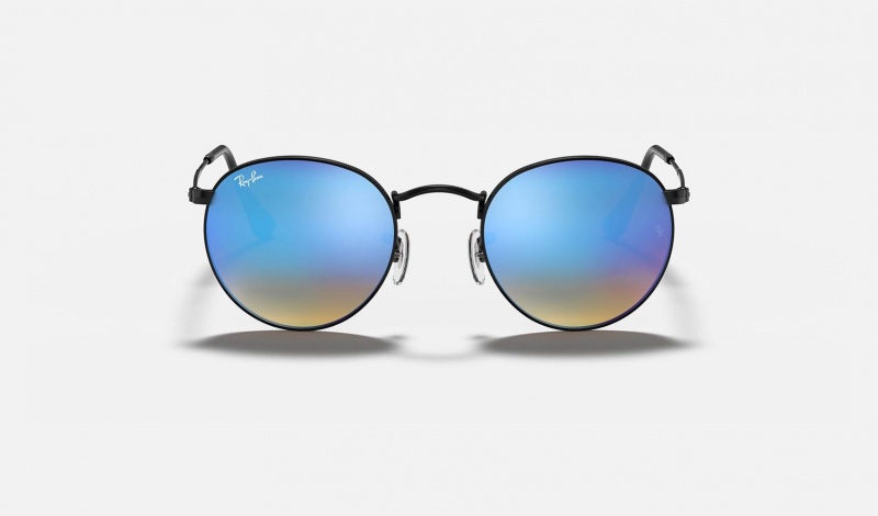 Ray Ban Round Flash Lenses Gradient Men's Sunglasses Blue | 31906-HKNQ