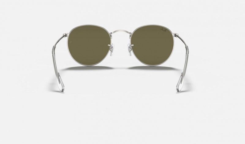 Ray Ban Round Flash Lenses Men's Sunglasses Silver | 27451-DJWG