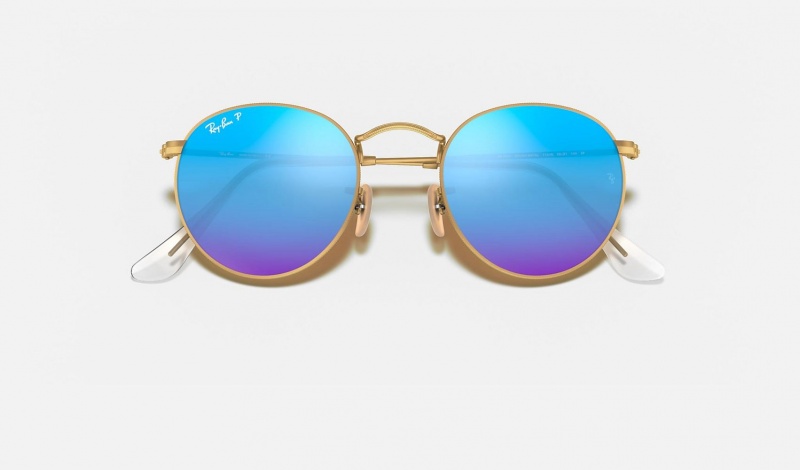 Ray Ban Round Flash Lenses Women's Sunglasses Blue | 02963-EBTL