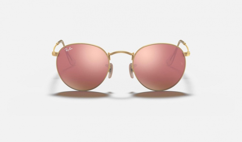 Ray Ban Round Flash Lenses Women's Sunglasses Pink | 53802-YRPQ