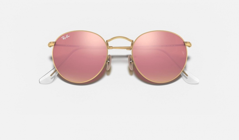 Ray Ban Round Flash Lenses Women's Sunglasses Pink | 53802-YRPQ