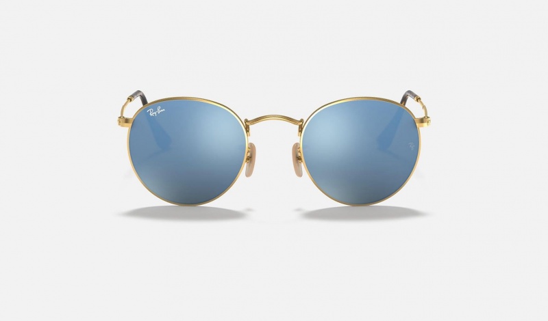 Ray Ban Round Flat Lenses Men's Sunglasses Blue | 05396-RJZQ