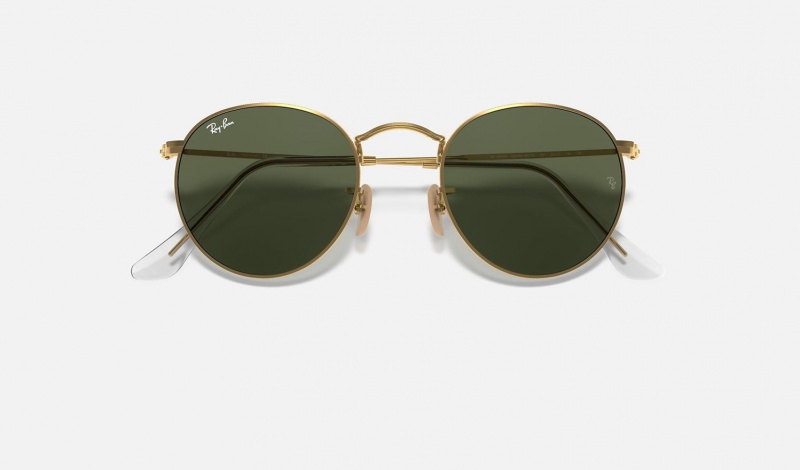 Ray Ban Round Flat Lenses Men's Sunglasses Green | 58402-MUEF