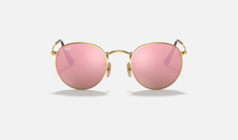 Ray Ban Round Flat Lenses Women's Sunglasses Pink | 04691-UAEJ