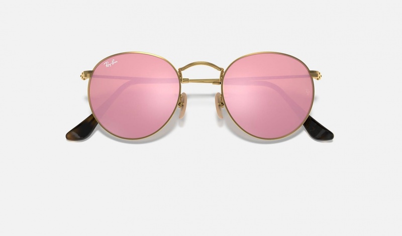 Ray Ban Round Flat Lenses Women's Sunglasses Pink | 04691-UAEJ