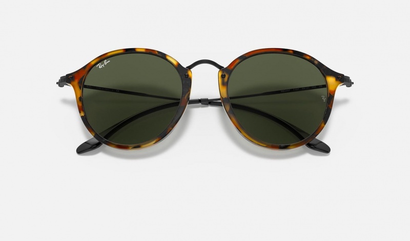 Ray Ban Round Fleck Men's Sunglasses Green | 93018-FPDH